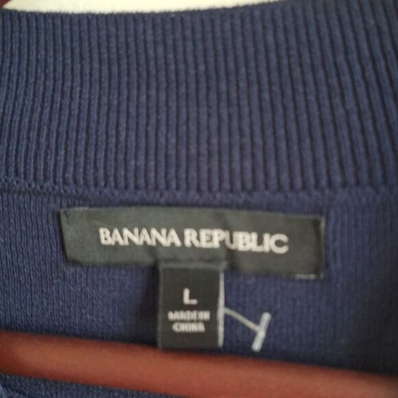 $89 Banana Republic Navy and White Striped Long Sleeve Dress Size Large - Picture 5 of 6